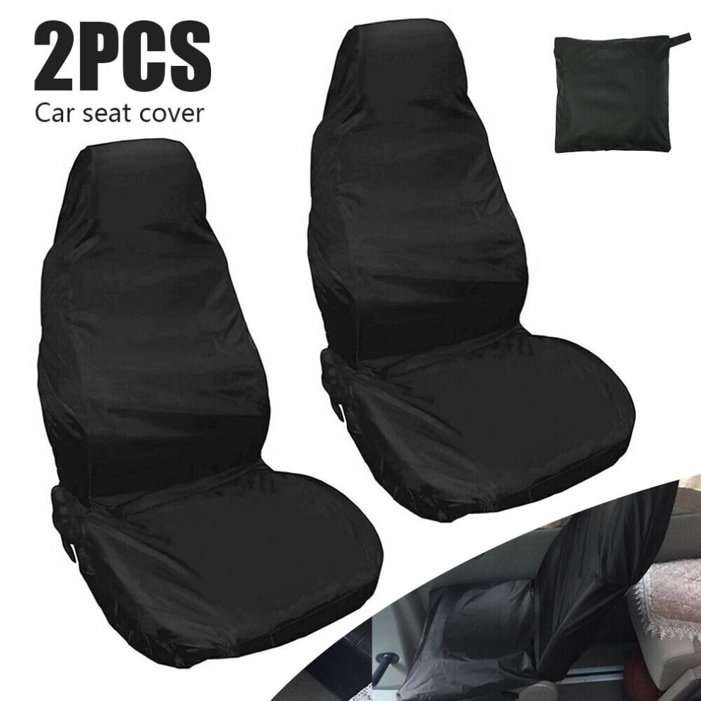 (132 X 56Cm) 2Pcs Front Seat Covers Universal Car Van Waterproof Protector Anti-Dust Black 635504369201