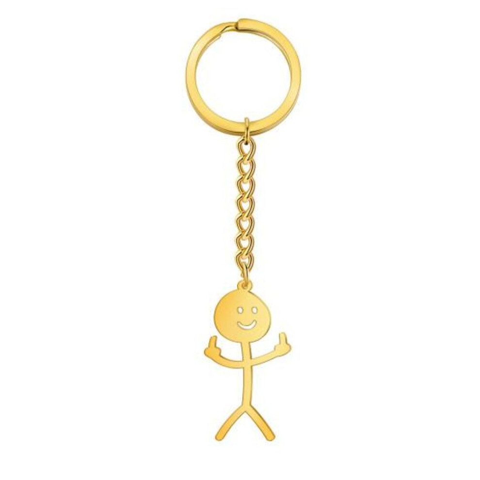 (Other) Key Ring Electroplating Wear-resistant Unfading Reusable Eco-friendly Decorative Hanging Funny Smile Face Man Keychain Daily Use