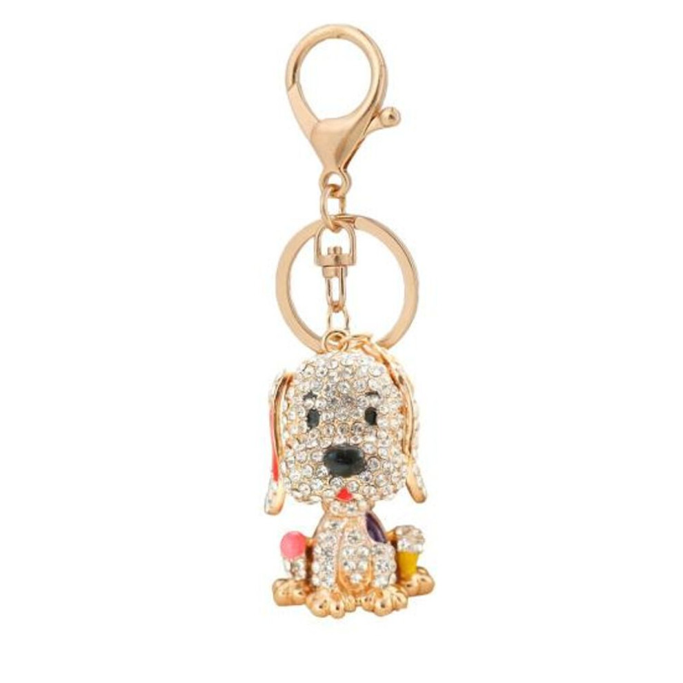 (Other) Cartoon Dog Shape Car Keychain Colorful Rhinestones Inlaid Keyring Bag Souvenir Charm Fashion Accessories