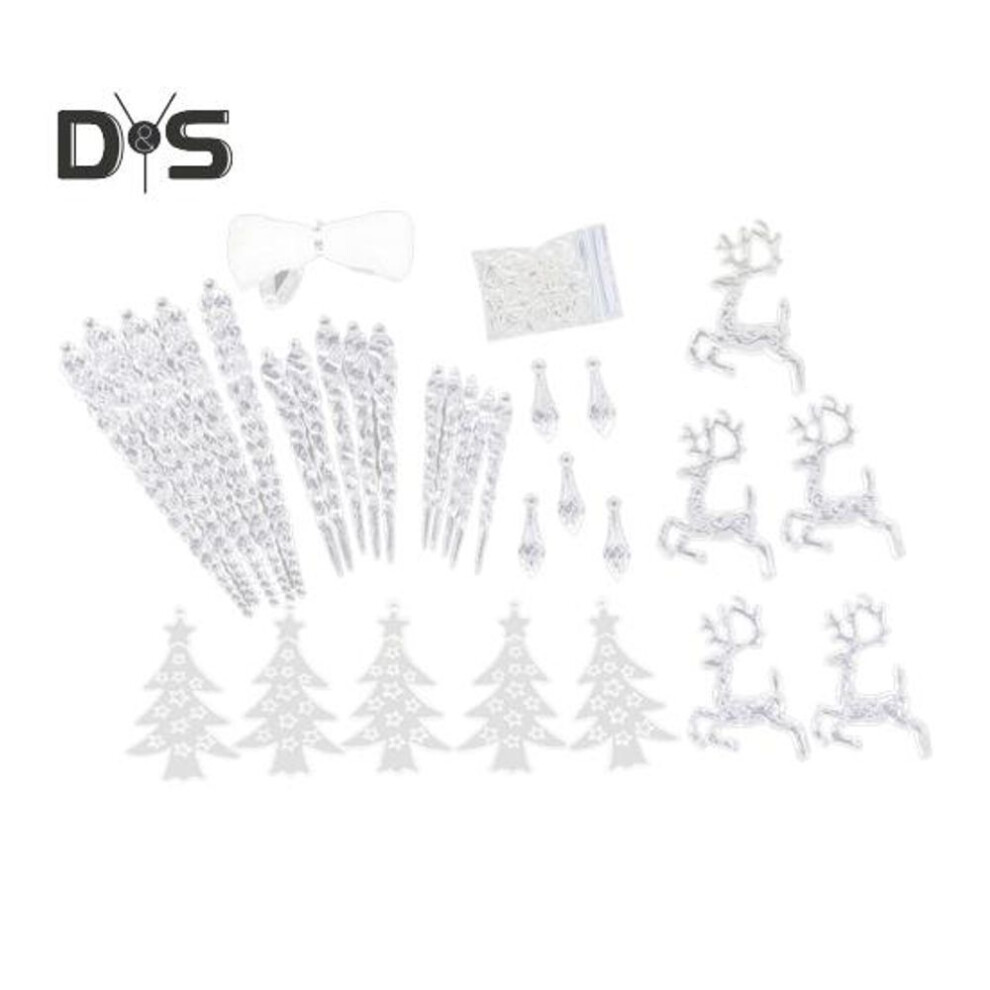 (as the picture, B) 10/30pcs Faux Crystal Christmas Ornaments Snowflake Icicle Decorations Set Hanging Acrylic Winter Wonderland Tree Decorations For Chandelier