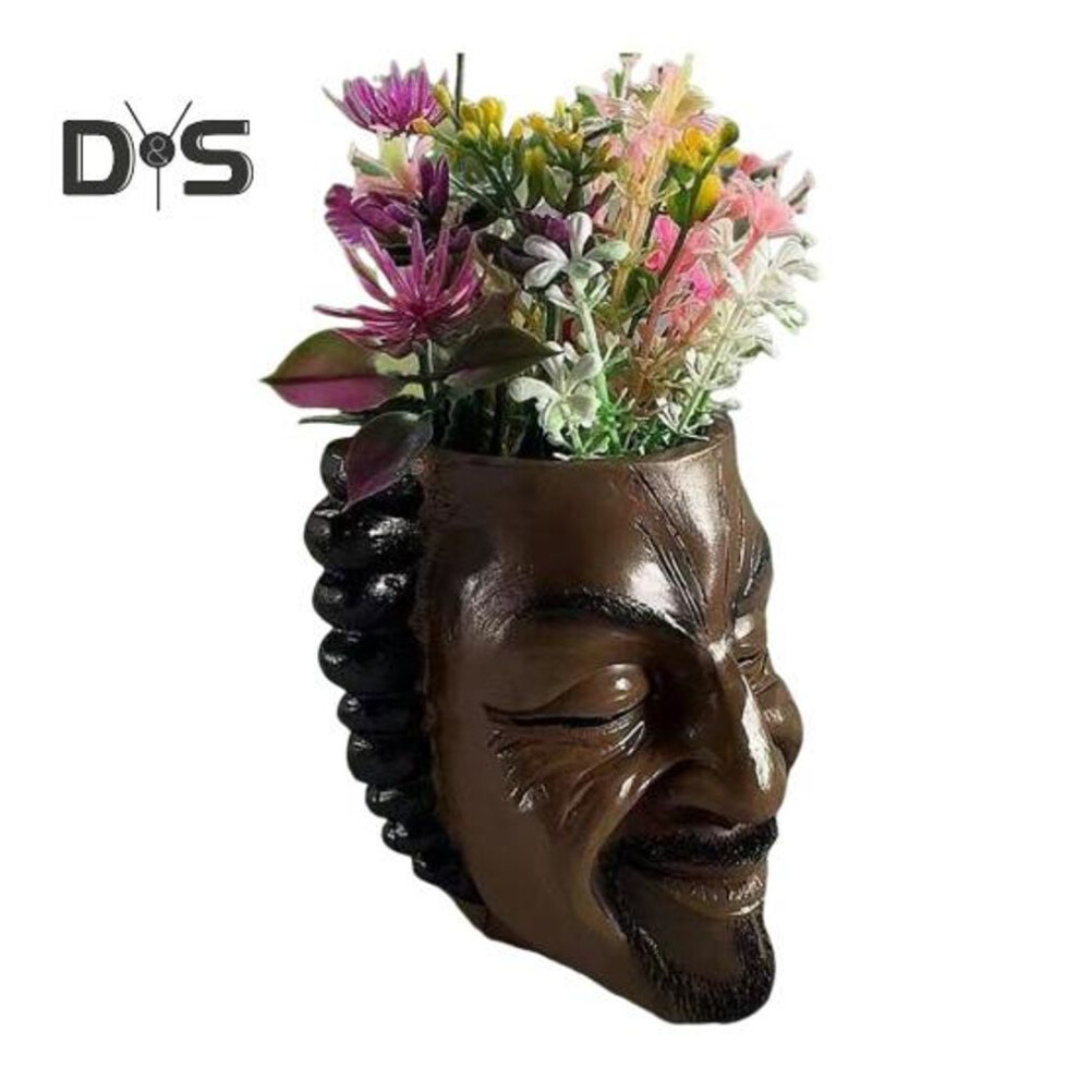 (as the picture, B) Horror Face Guard Planter Pot Resin Frog Black Men Flowerpot Indoor Outdoor Cactus Succulent Plants Container Home Balcony Garden Decoration