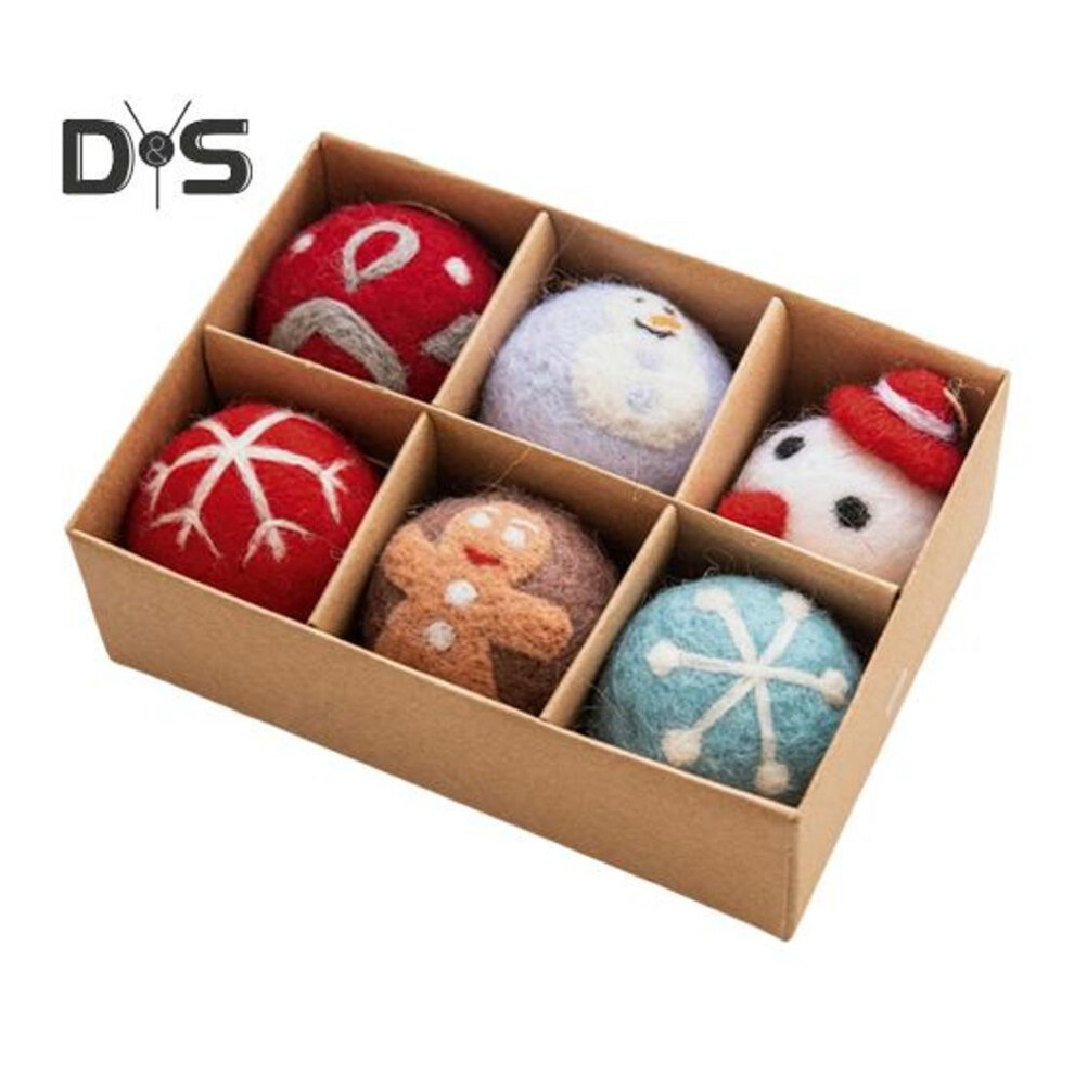 (as the picture, C) 6 Pcs Christmas Balls Wool Felt Hanging Balls 5cm Diameter Felt Spheres Festive Tree Decorations for Door Mantel Wall Decor