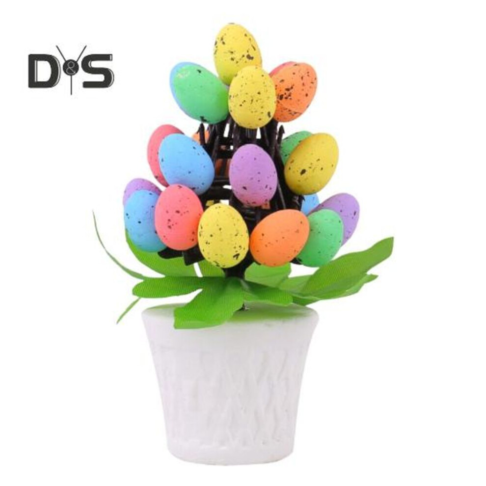 (black) Easter Egg Ornament Easter Egg Bonsai Tree Low Maintenance Artificial Eggs Plants Desktop Easter Decoration Multicolor Potted Easter Ornament