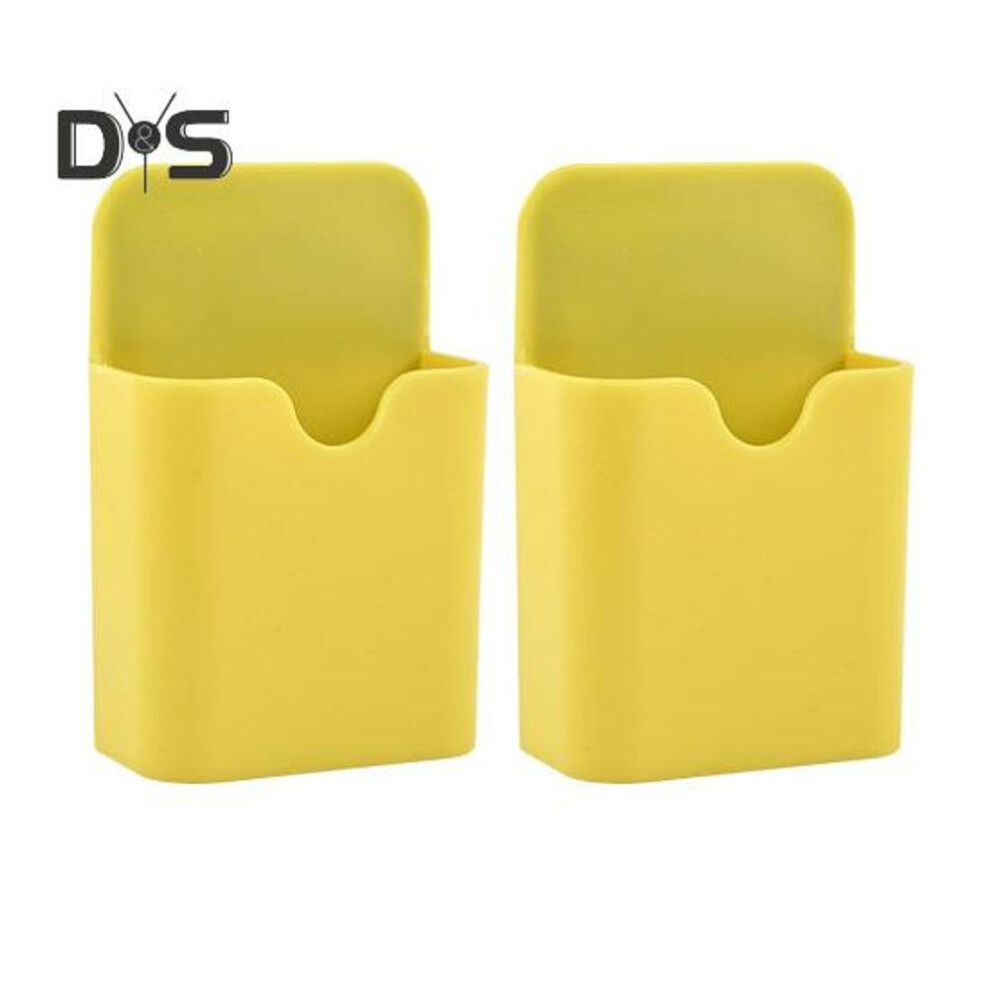 (yellow) 1 Pair Refrigerator Magnetic Marker Holder Storage Box Smooth Edge Burr Free Widely Used Easy to Install Pen Pencil Storage Organizer