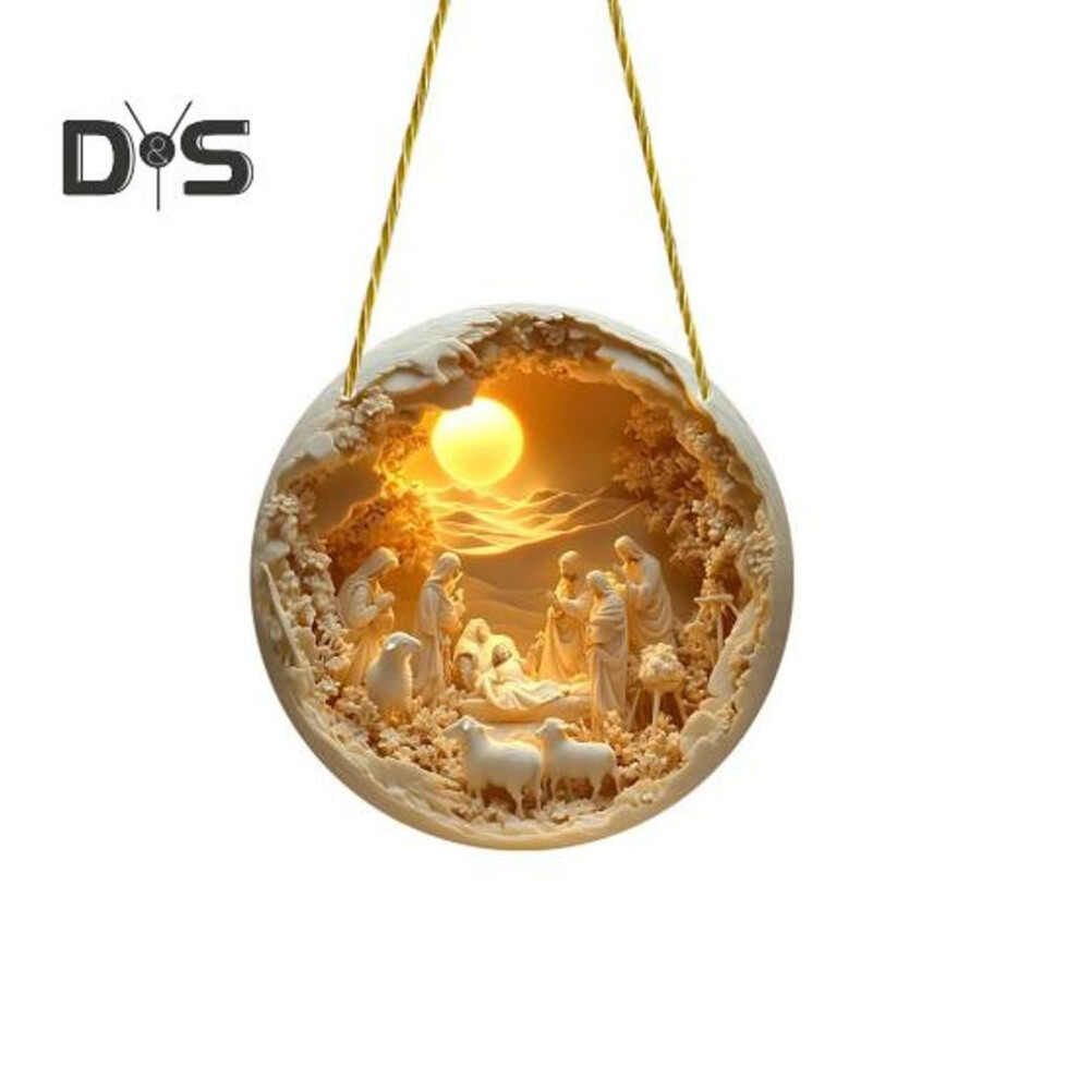 (as the picture, C) Acrylic Outdoor Pendant Nativity Scene Ornament Christmas Tree Hanging Pendant Keepsake The Birth of Jesus Decor Clover Pendant Black Cat Pendant for