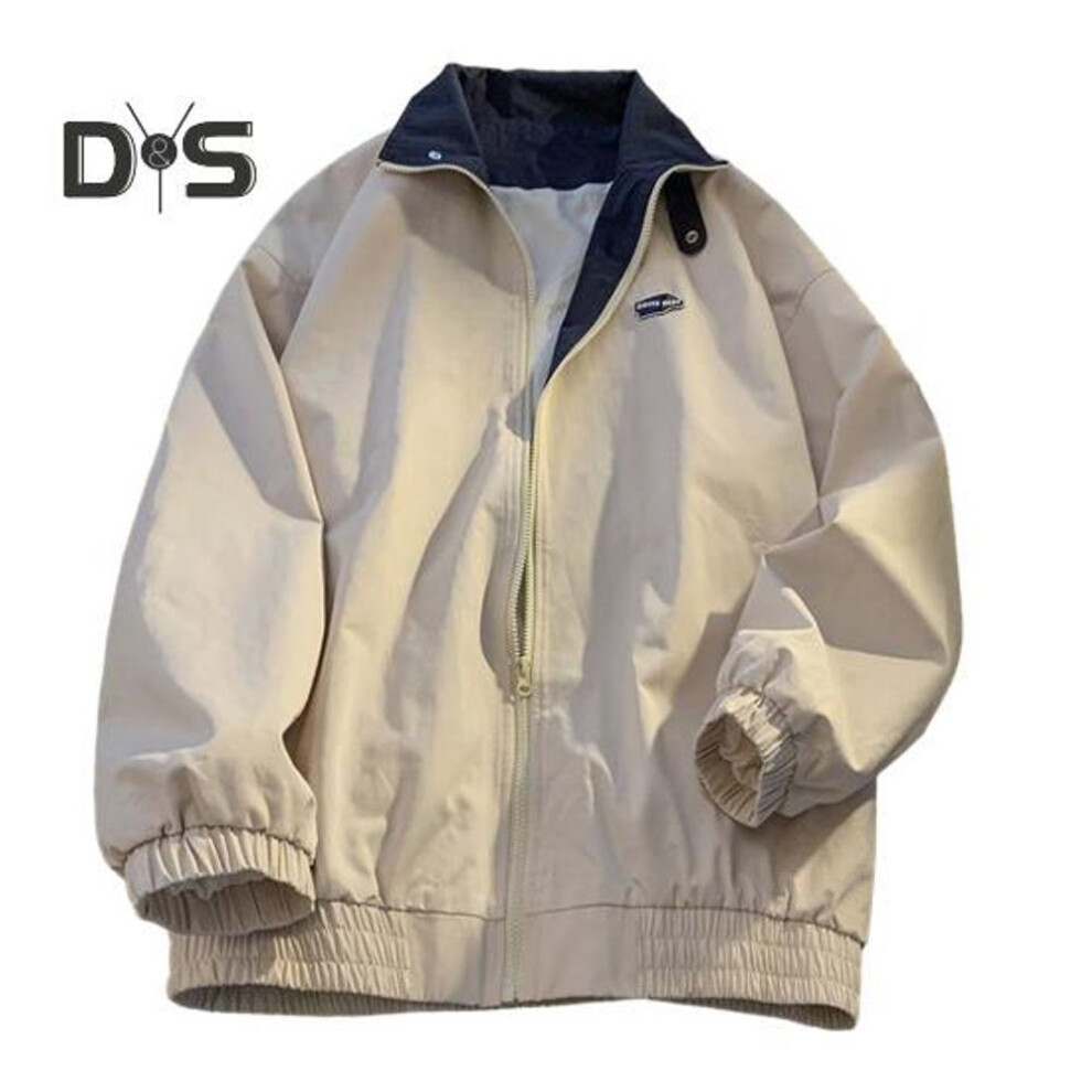 (apricot, M) Women Spring Autumn Jacket Lapel Long Sleeve Trench Coat Zipper Placket Pockets Casual Windbreaker Streetwear
