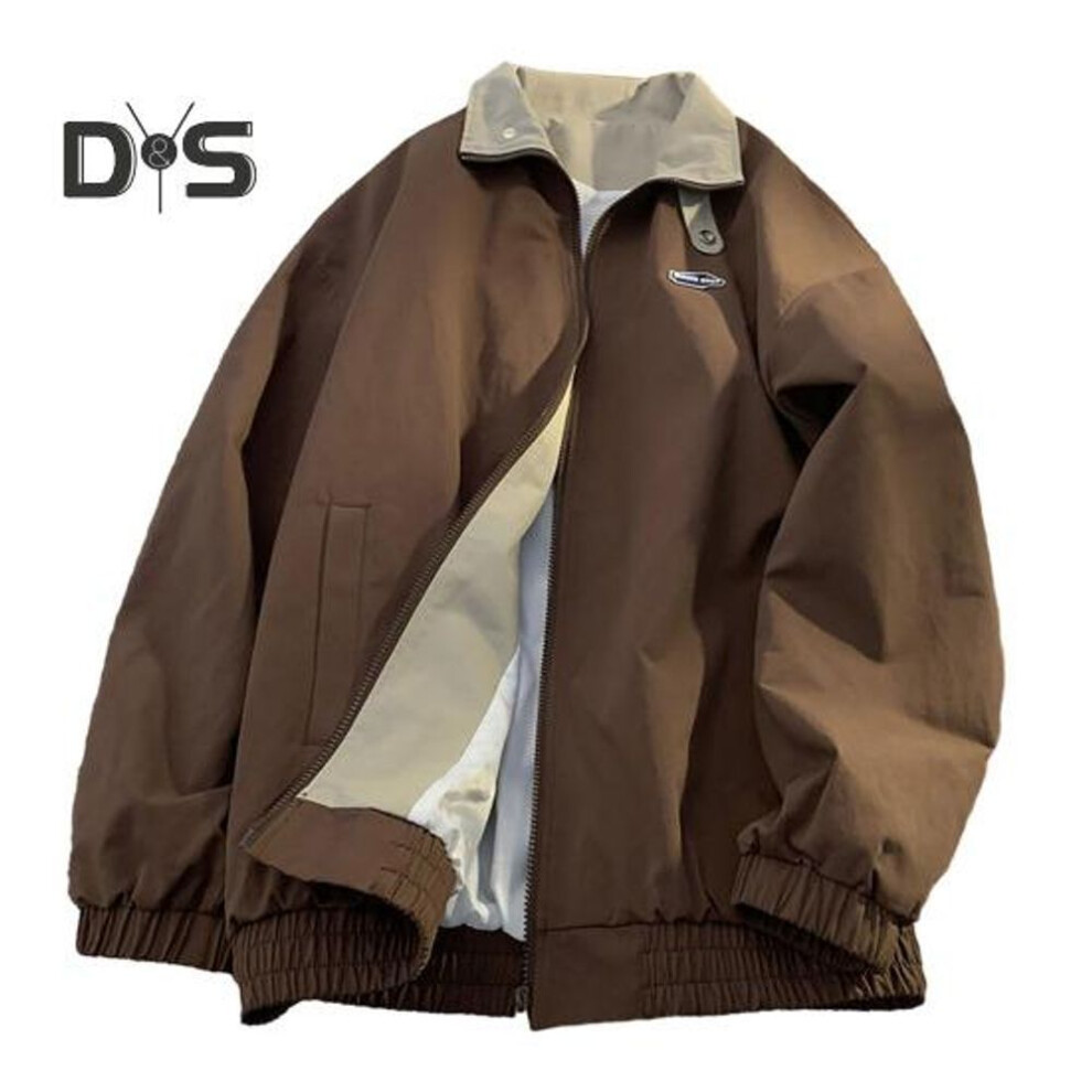 (coffee, M) Women Spring Autumn Jacket Lapel Long Sleeve Trench Coat Zipper Placket Pockets Casual Windbreaker Streetwear