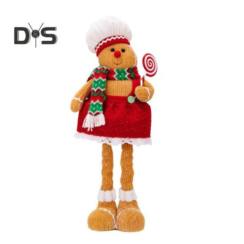 (as the picture, girl) Christmas Gingerbread Man Plush Doll Telescoping Leg Boy Girl Gingerbread Doll Soft Stuffed Pillow For Christmas Tree Party Decor