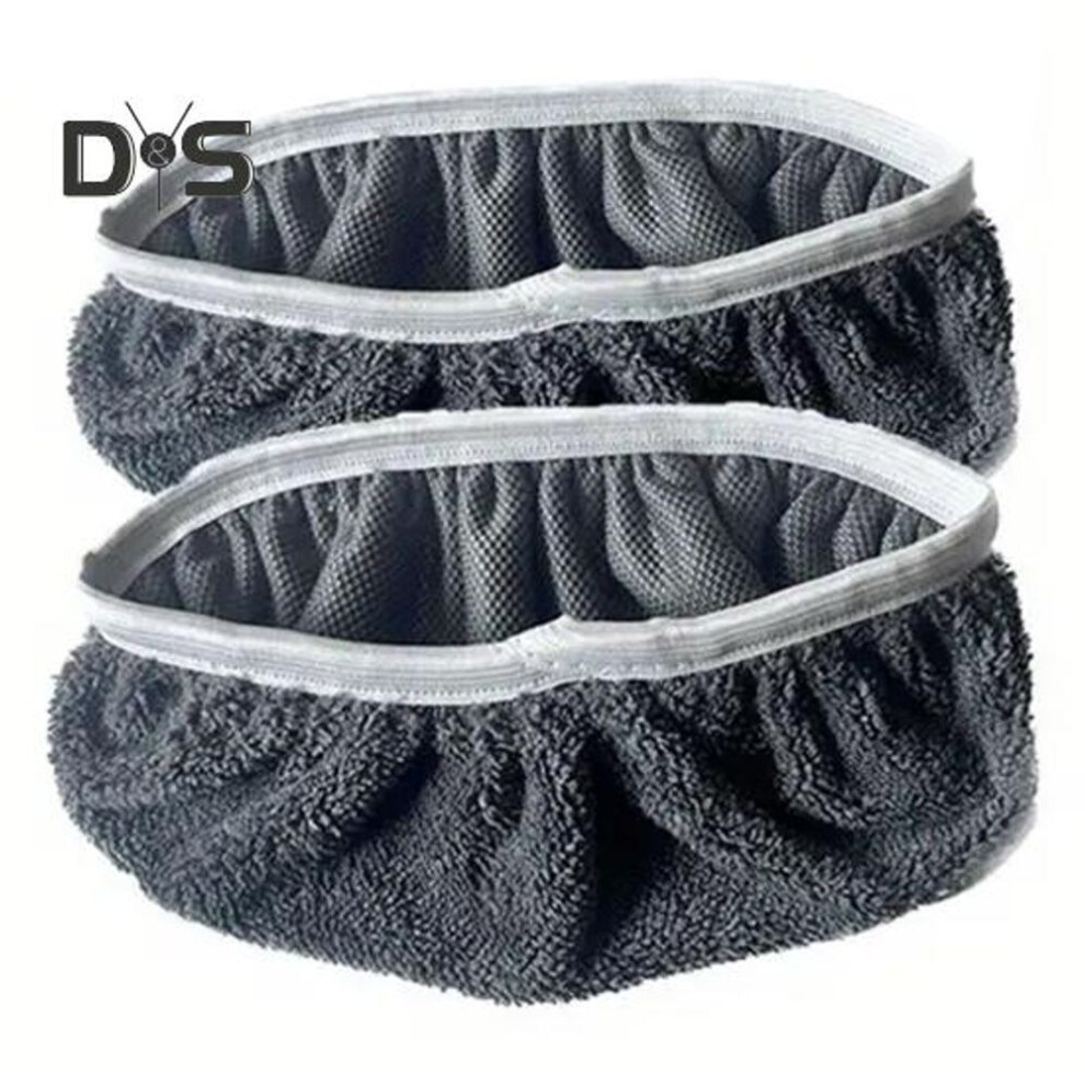(grey, 2pcs) 2pcs Mop Replacement Cloth Coral Fleece Absorbent Cleansing Shoe Cover Elastic Band Design Floor Cleaning Rag