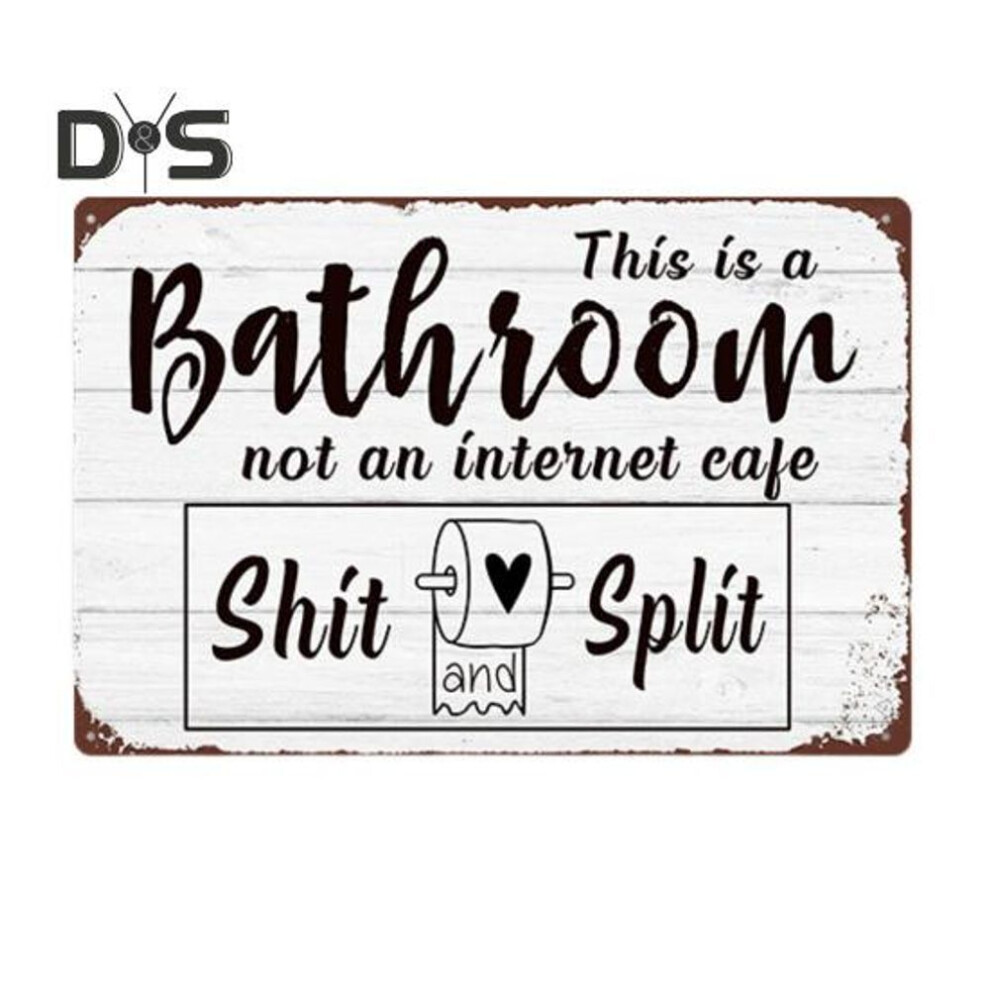 (as the picture, G) Vintage Metal Tin Sign Party Wall Art Decor Sign Sarcastic Tinplate Wall Sign For Home Toilet Bathroom Decor