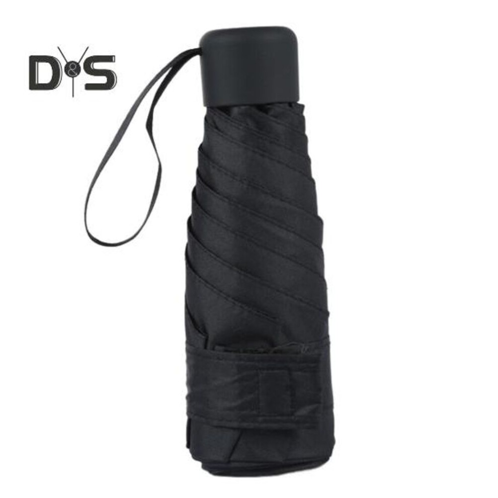 (black) Travel Mini Umbrella UPF 50+ Sun Blocking UV Protection Five-Fold Umbrella Portable Lightweight Windproof Waterproof Folding Sun Rain Umbrella Pocket