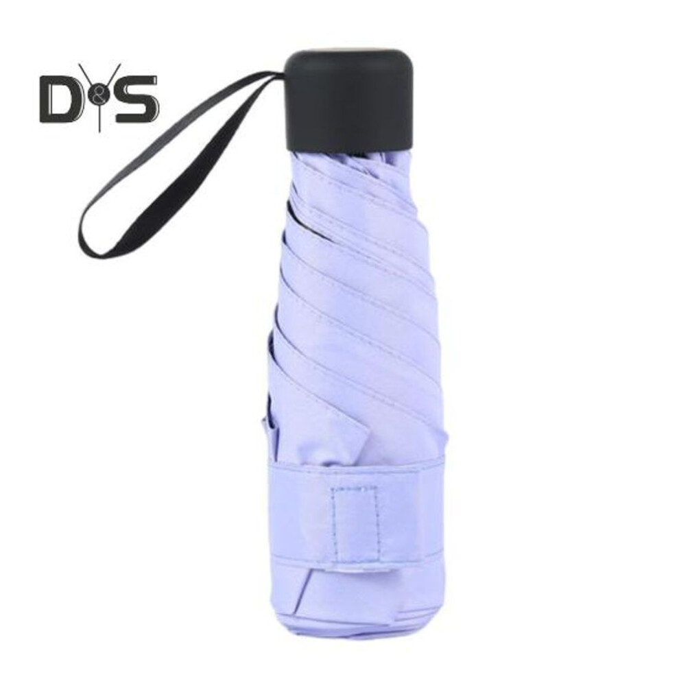 (purple) Travel Mini Umbrella UPF 50+ Sun Blocking UV Protection Five-Fold Umbrella Portable Lightweight Windproof Waterproof Folding Sun Rain Umbrella Pocket