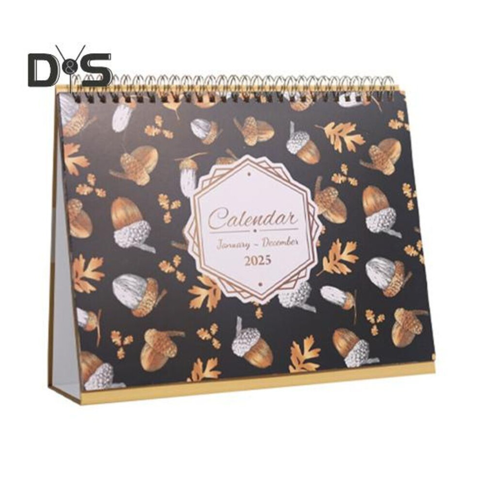 (golden) 2025 Desk Calendar 12 Months Standing Flip Calendar Desktop Stand Up Calendar Daily Life Planner Organizer For Office Kitchen Classroom