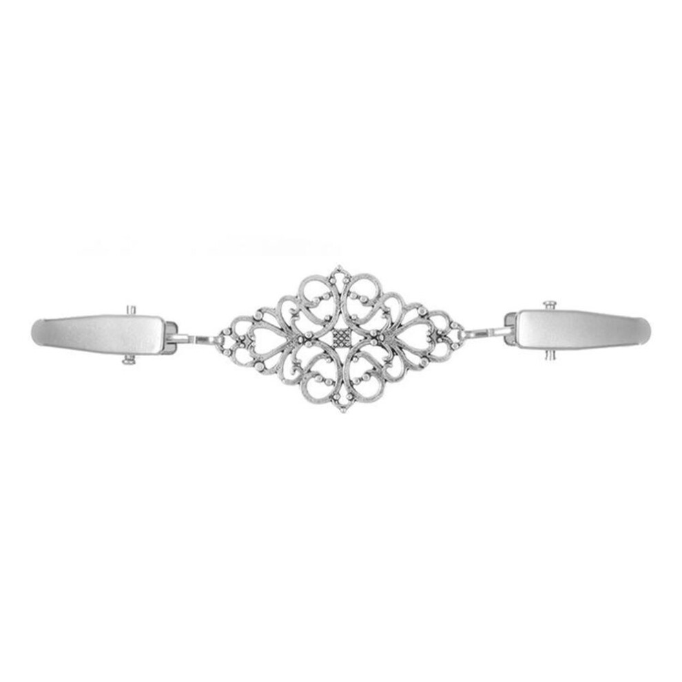 (silver) Fancy Trinket Women Vintage Floral Cardigan Collar Clip Dress Shawl Cinch Clasp Pin