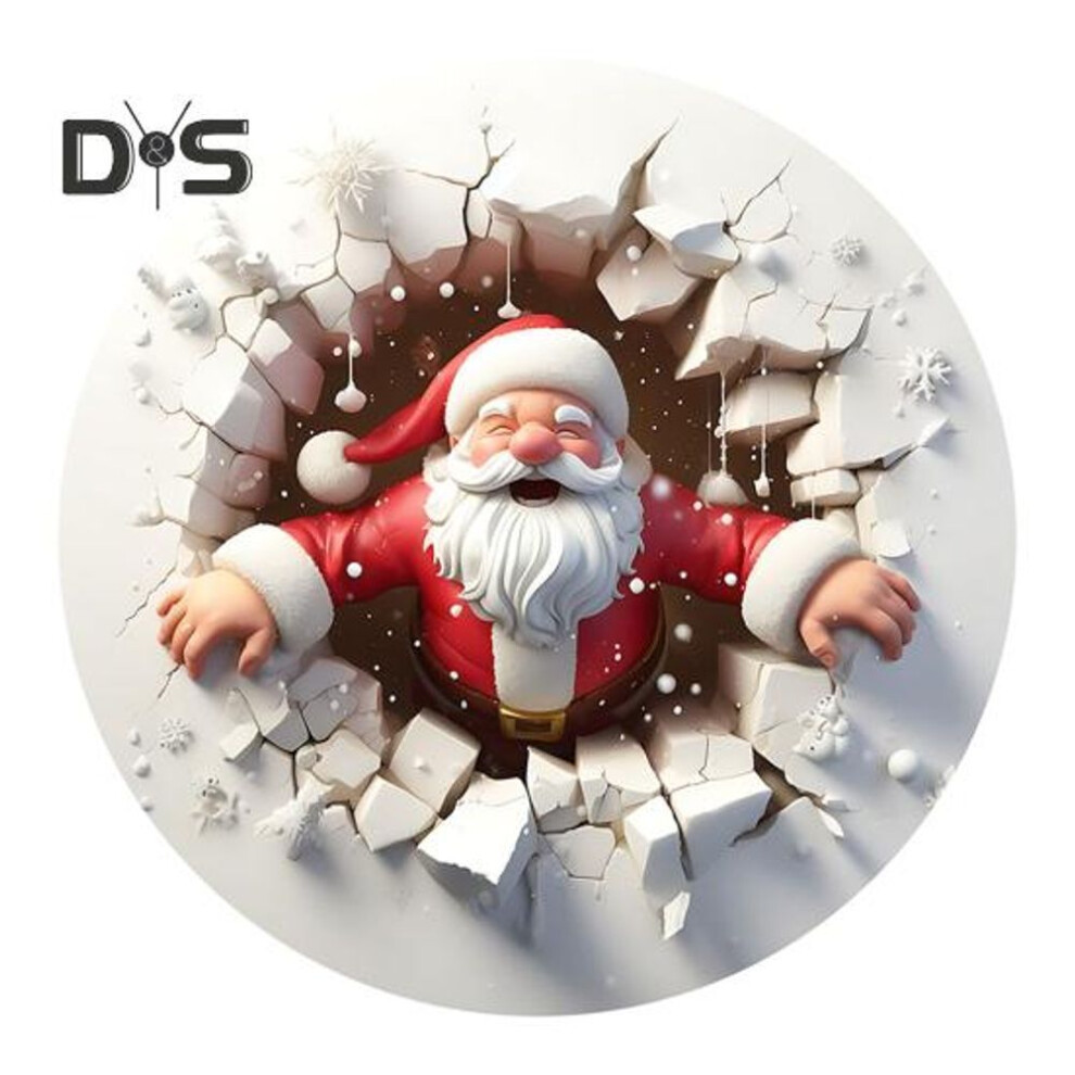 (as the picture, B) Christmas Santa Claus Pendant Acrylic Santa Ornament Art Double-Sided Print Hanging Sign for Holiday Car Interior Wall Window Decor