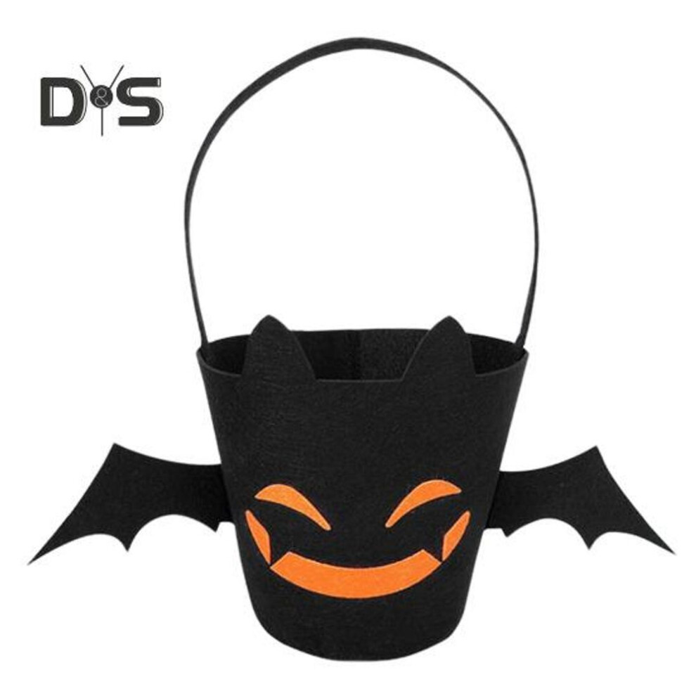 Halloween Candy Bag Bat Pattern Reusable Tote Bag Portable Trick Or Treat Candy Bucket With Handle Halloween Party Gifts For Kids