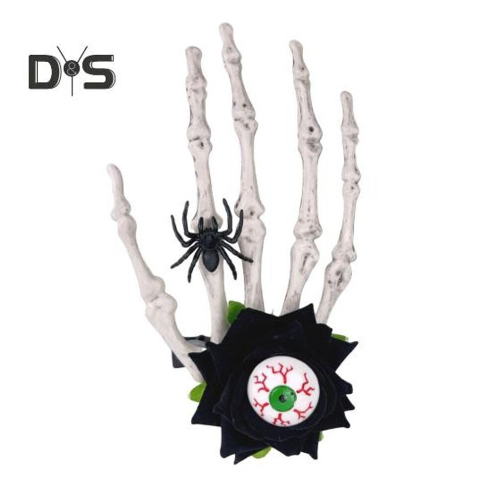 (black) Halloween Skeleton Hand Hairpin Rose Flower Spider Hair Clips Skull Eyeball Day Of The Dead Headwear Cosplay Accessory Party Decor