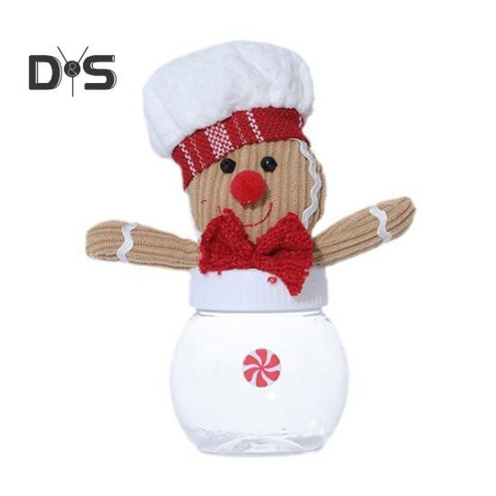 (white) Gingerbread Plastic Candy Jars Cute Cartoon Christmas Candy Box Treat Jar Reusable Holiday Decor for Candy Cookie Goody Tea Storage