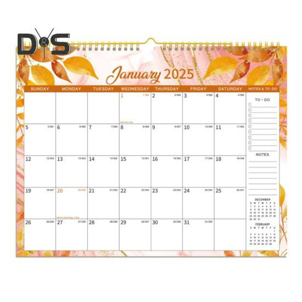 (as the picture, B) 2025 Wall Calendar 12 Month Floral Hanging Calendar Daily Schedule Planner with To-do List And Notes for Home Office School Organization