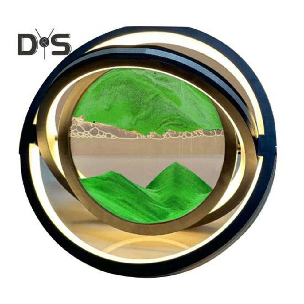 (as the picture, D) Moving Sand Art Desk Lamp 360 Degrees Rotatable Quicksand Picture 3D Deep Sea Sandscape In Motion Flowing Sand Painting Led Light Decoration