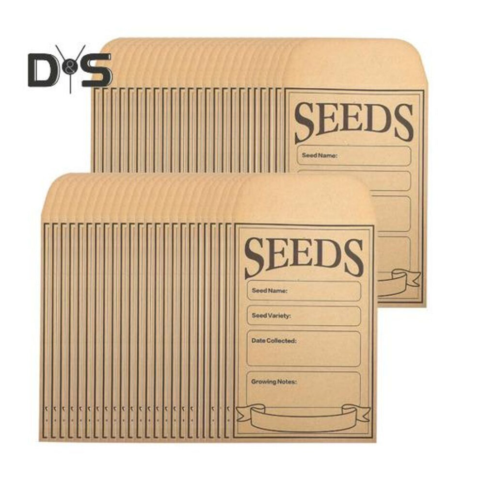 50pcs Seeds Storage Envelope Kraft Paper Transparent Window Flowers Vegetables Spices Seeds Self-adhesive Seal Bags Home Gardening Supplies