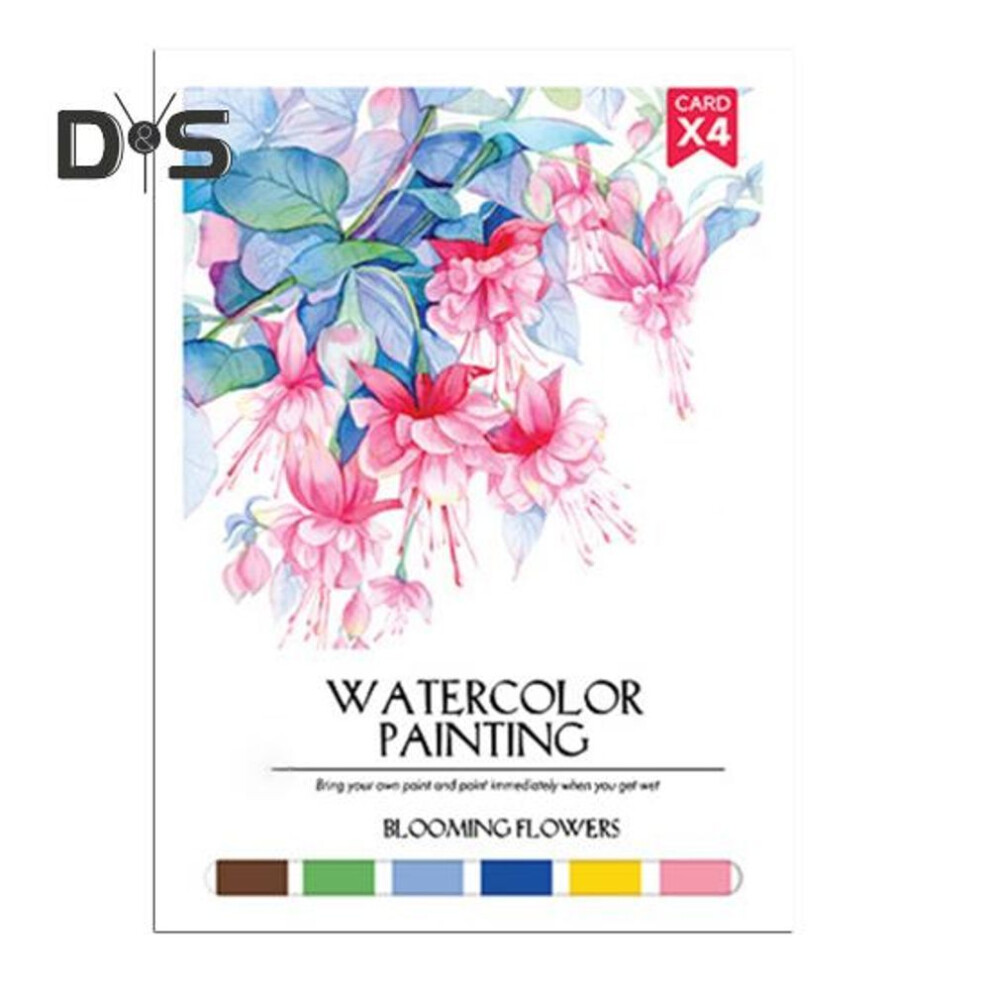 (as the picture, B) Coloring Book Kids Watercolor Paper Paint Cards Brushes Color Recognition 4 Themes Children Watercolor Painting Kit