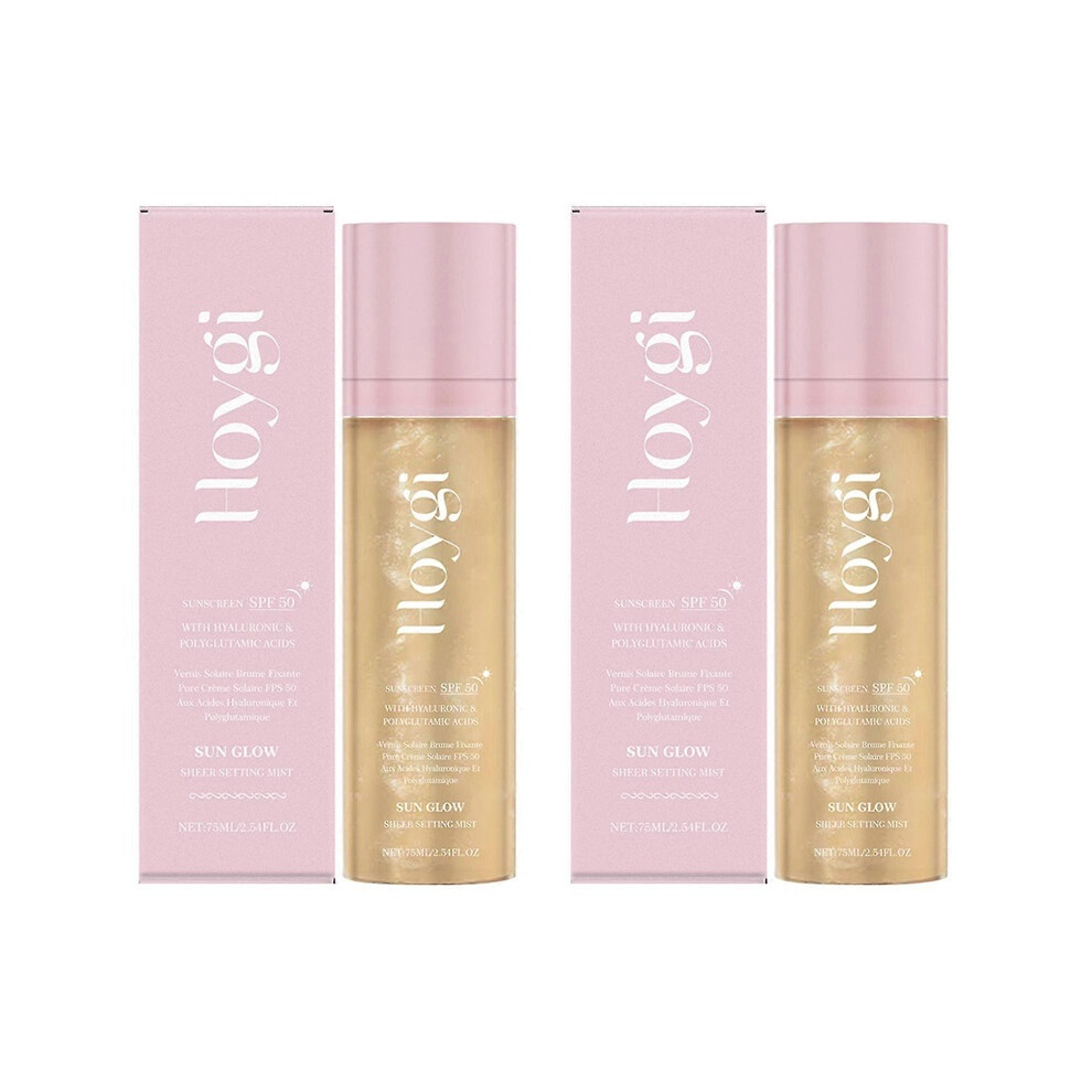 (2pcs) Sheer Setting Mist Sunscreen SPF 50, Broad Spectrum Shimmering Body Oil Mist, Hydrating Makeup-Friendly Glow Spray, Reef-Safe