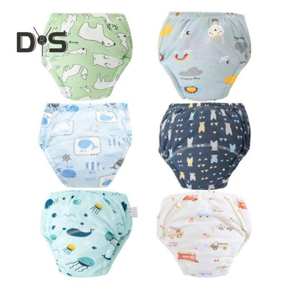 (L 6pcs, as the picture) 6pcs Potty Training Underwear Breathable Baby Diapers Leak-proof Toilet Training Pants Adjustable Elastic Bands Toddler Pee Pants