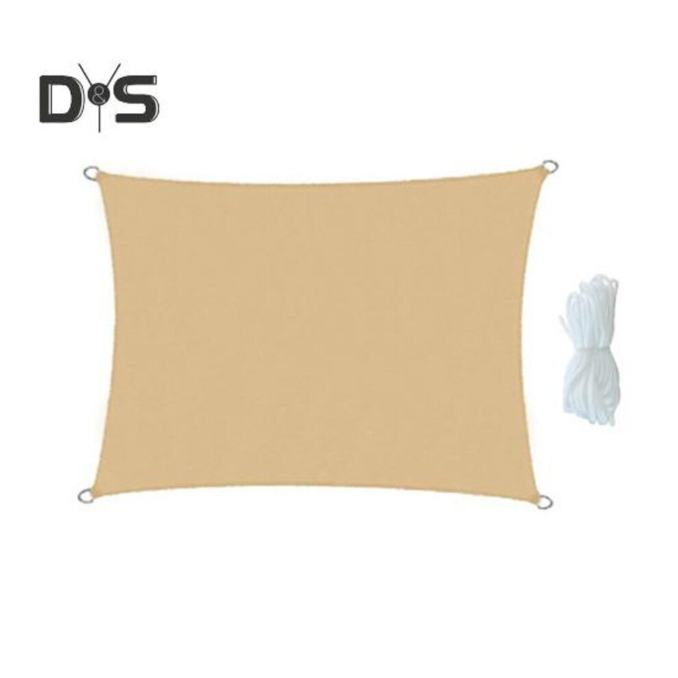 (khaki, M) Outdoor Sun Shade Sail With Windproof Rope Uv Blocking Rectangle Canopy Permeable Breathable Heavy Duty Deck Backyard Patio Shade Cover