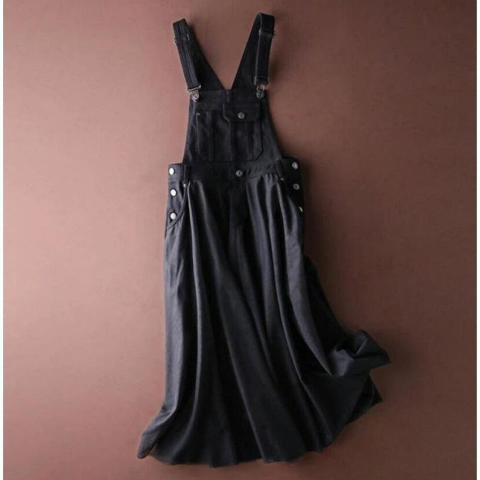 (black, M) 2025 Summer Denim Mesh Suspender Skirt: Age-reducing Japanese & Korean Slimming Dress