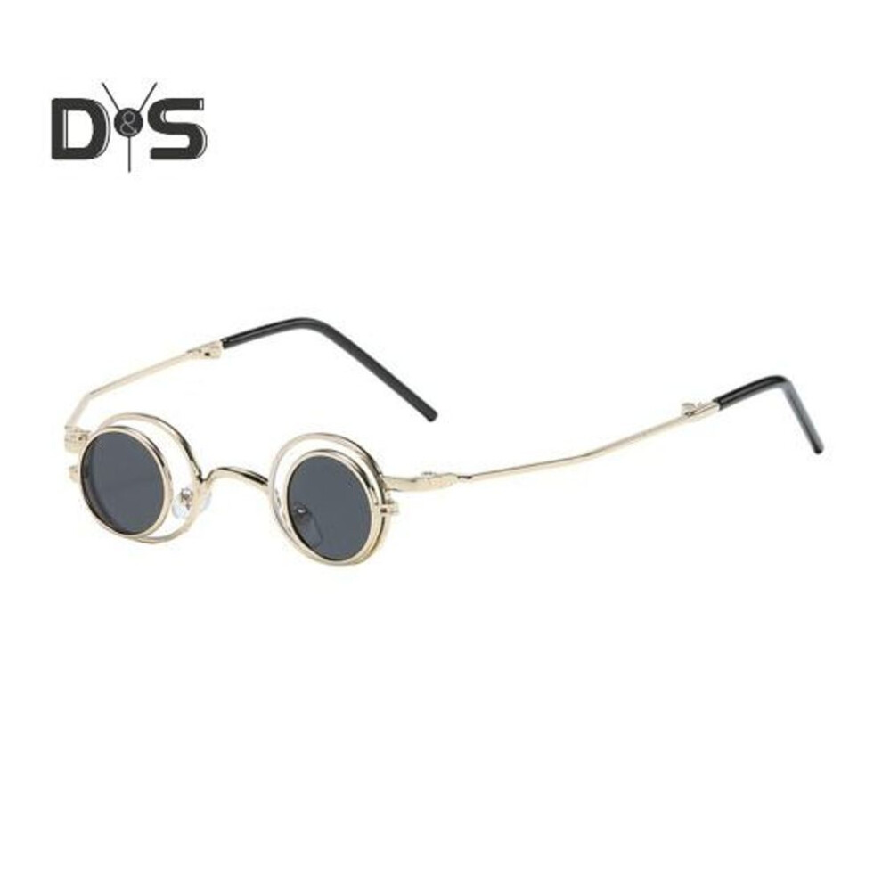 (black) Round Flip Up Sunglasses Small Circle Polarized Glasses For Men Women Retro Punk Uv400 Sun Glasses For Rave Party