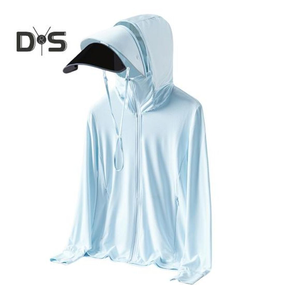 (light blue, XXL) Women's Sun Protection Hoodie Jacket Uv Blocking Long Sleeve Cooling Sun Shirt Casual Windbreaker Sportswear For Summer Outdoor Hiking