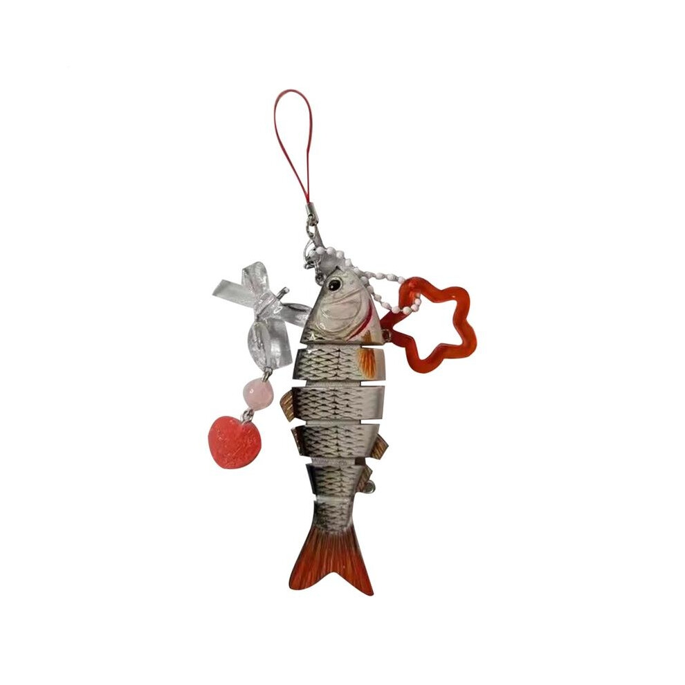 (Red) Fish Charm For Bags Cute Mobile Phone Lanyard Retro Purse Decoration Pendant Portable Cellphone Charm Strap For Kids Adults Red 6454450353270