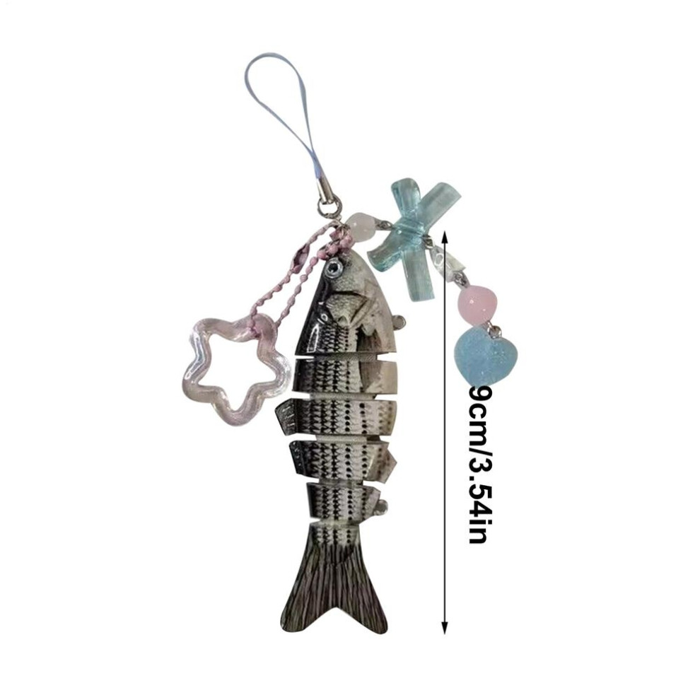 (Black) Fish Charm For Bags Cute Mobile Phone Lanyard Retro Purse Decoration Pendant Portable Cellphone Charm Strap For Kids Adults Black 6454450353256