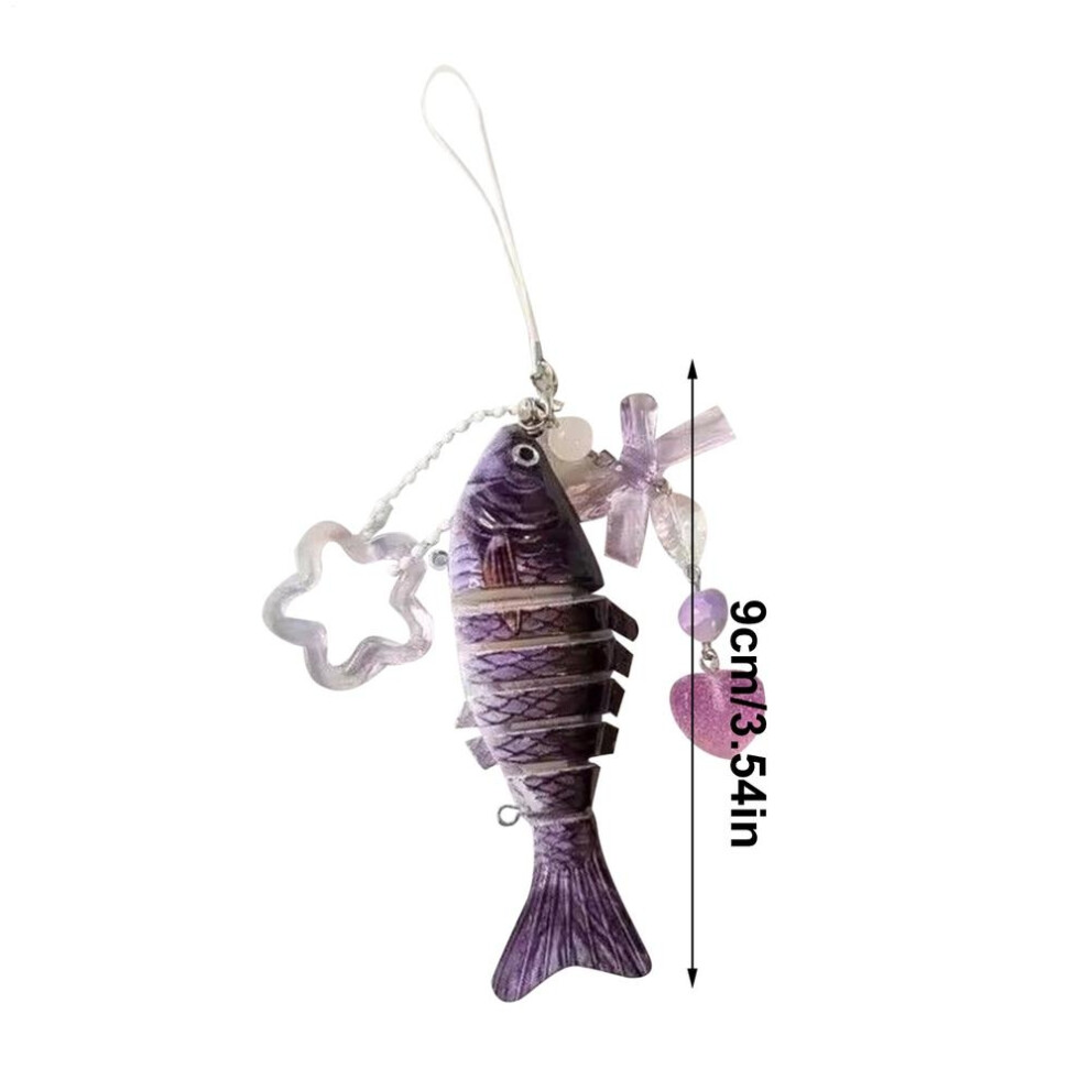 (Purple) Fish Charm For Bags Cute Mobile Phone Lanyard Retro Purse Decoration Pendant Portable Cellphone Charm Strap For Kids Adults Purple 6454450353263