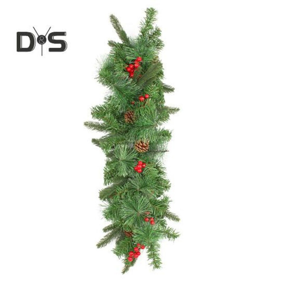 36" Lighted Mailbox Swag with Timer Function Artificial Pine Cone Red Berries Mailbox Garland Simulated Pine Needles Christmas Swag for Front Door