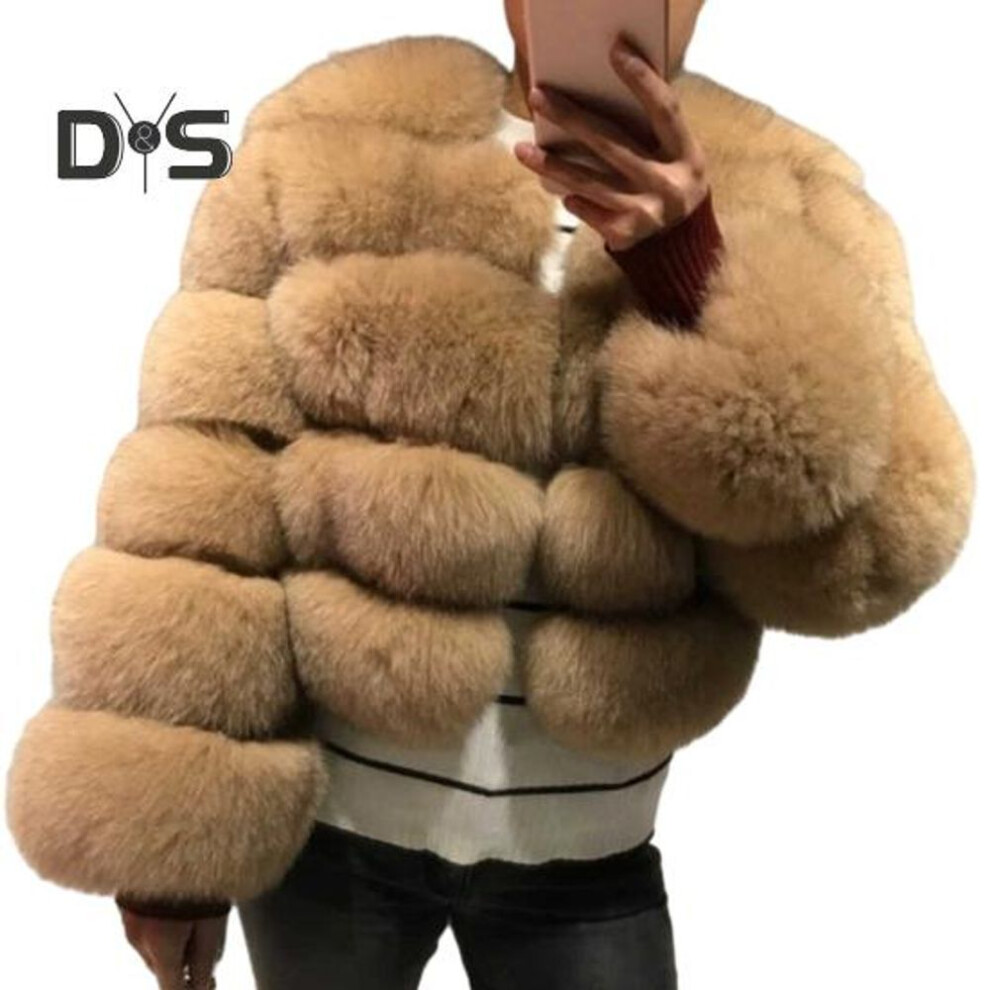 (light khaki, 3XL) Women's Jacket Elegant Solid Color Faux Fur Soft Fashionable Comfortable Casual Trendy Polyester Jacket For Women