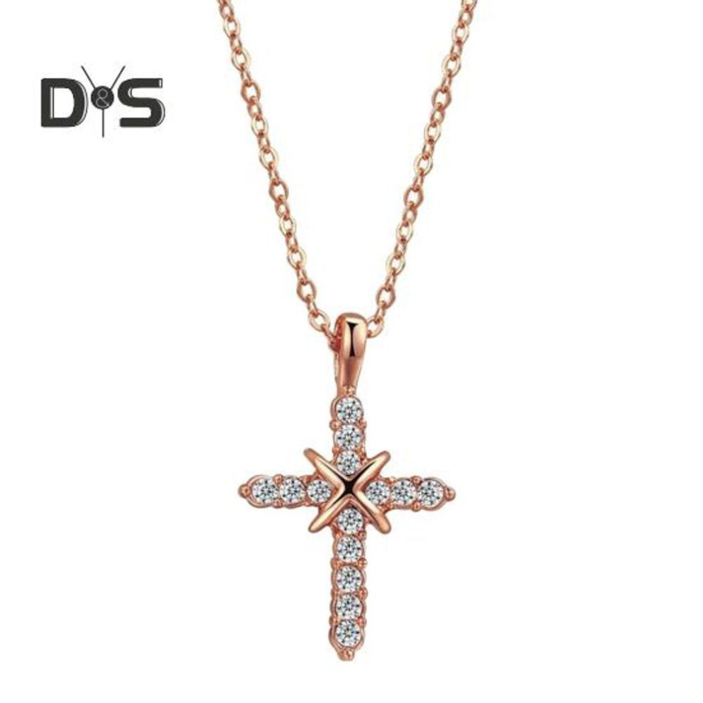 (rose gold) Women's Necklace Shiny Cubic Zirconia Pendant Necklace Birthday Anniversary Jewelry Gift For Girlfriend Teen Girls