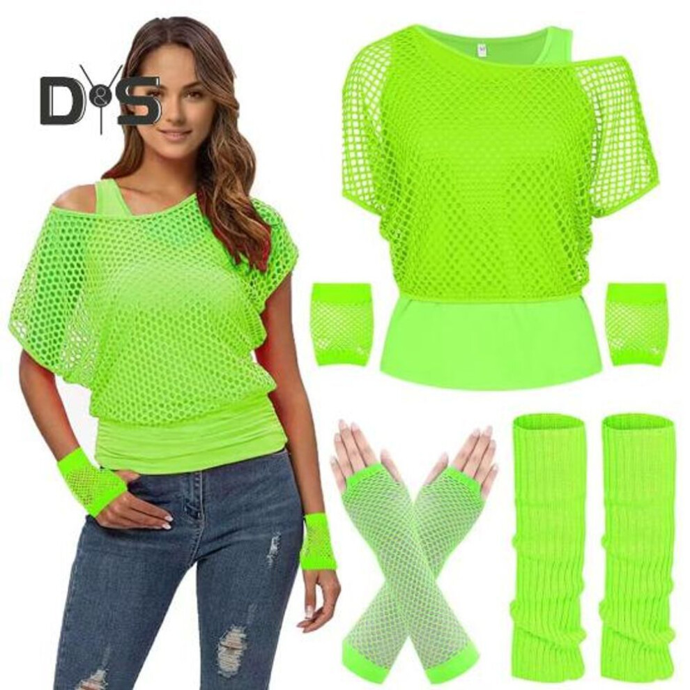 (M, black) 2Pcs/Set Women Mesh Top Vest Set Bright Color O Neck Short Sleeve Mesh Cropped Tops Racerback Pullover Vest Set