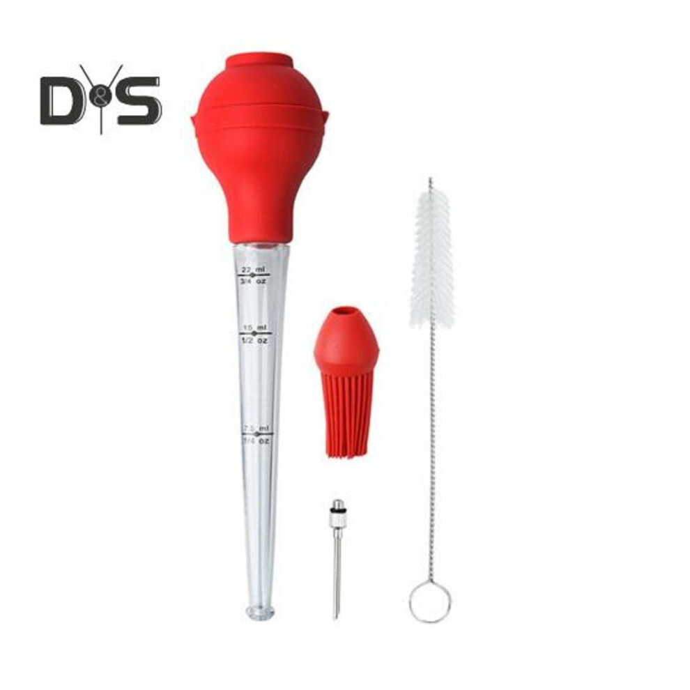 (red, A) Silicone Turkey Basters With Measurement Markings For Cooking Essential Thanksgiving Tool For Flavorful Meat Large Pump Head Cleaning Brush Home