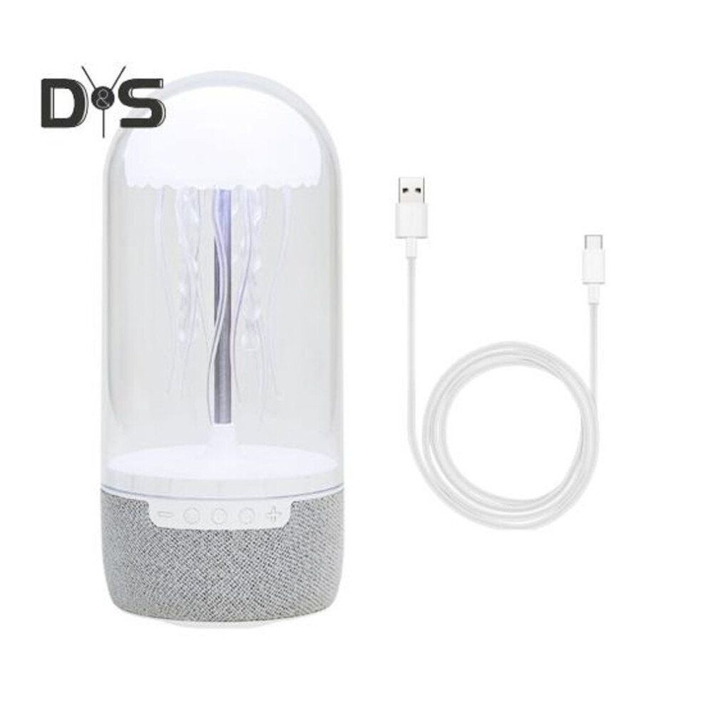 (as the picture, A) Bluetooth-compatible Wireless Speaker with Floating Jellyfish Mood Light Rechargeable Rhythmic Jellyfish Speaker LED Bedside Lamp