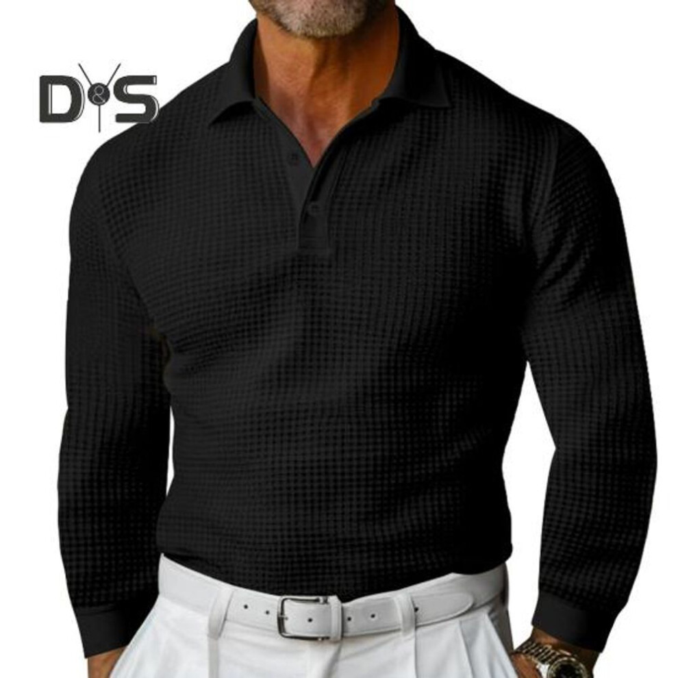 (black, 2XL) Men's V-Neck T-Shirt Business Casual Long Sleeve Tee Undershirt Slim Fit Muscle Shirt for Daily Wear Vacation Work