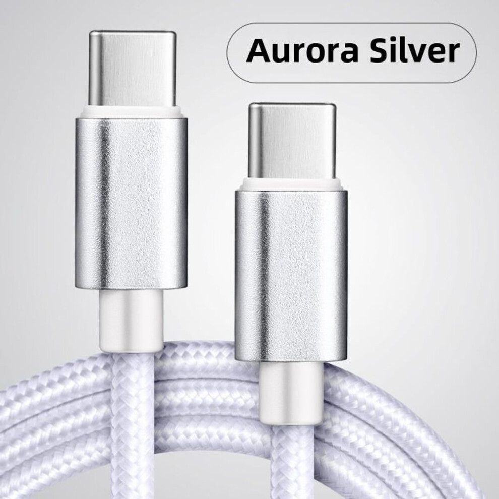 (, 1M Nylon C-C 60W) 60W Fast Charging Type-C Cable, Nylon Braided Usb C To C Charger Cord For Samsung, Huawei, And More White 4246135249686