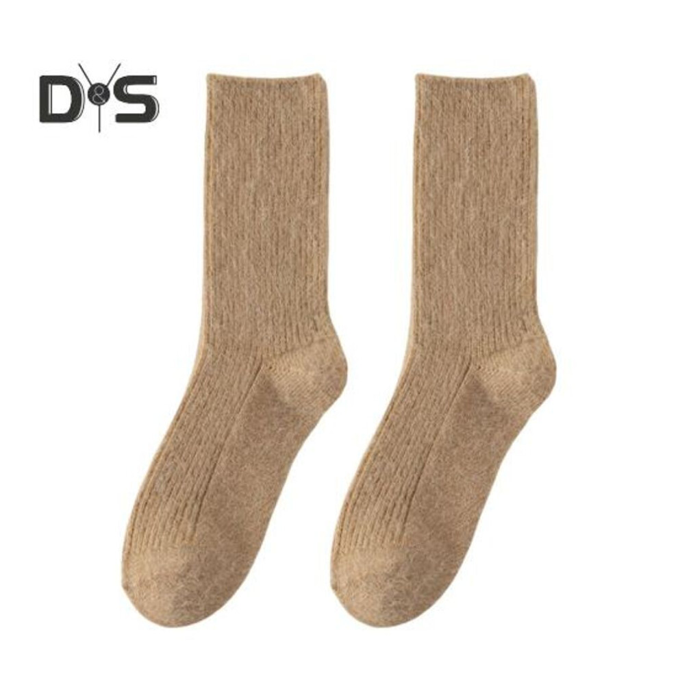 (khaki) Women Fuzzy Socks Winter Warm Crew Socks Plush Velvet Slipper Cloud Socks Insulated Sleep Sock for Cold Weather