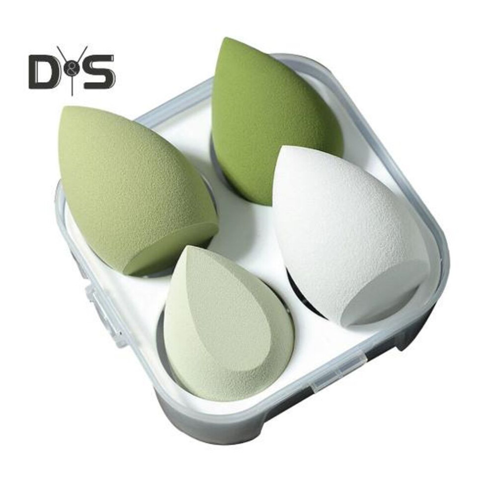 (green) 4pcs Makeup Sponge Latex Free Foundation Blending Liquid Powder Cream Application Beauty Sponge Blender Women Professional Makeup Tools