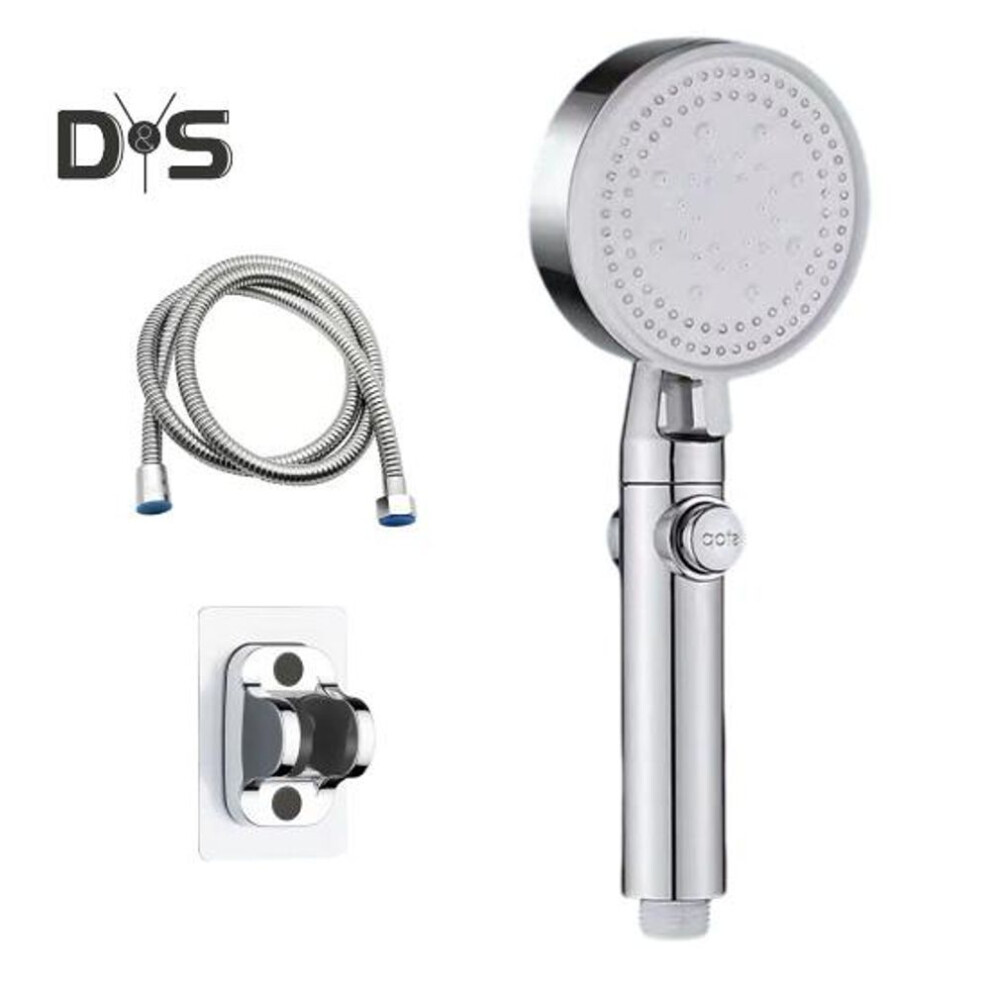 (silver) High Pressure Shower Head With Handheld 8 Spray Modes Top Spray Function Crafted Nozzles 5 Functions Set With Long Hose