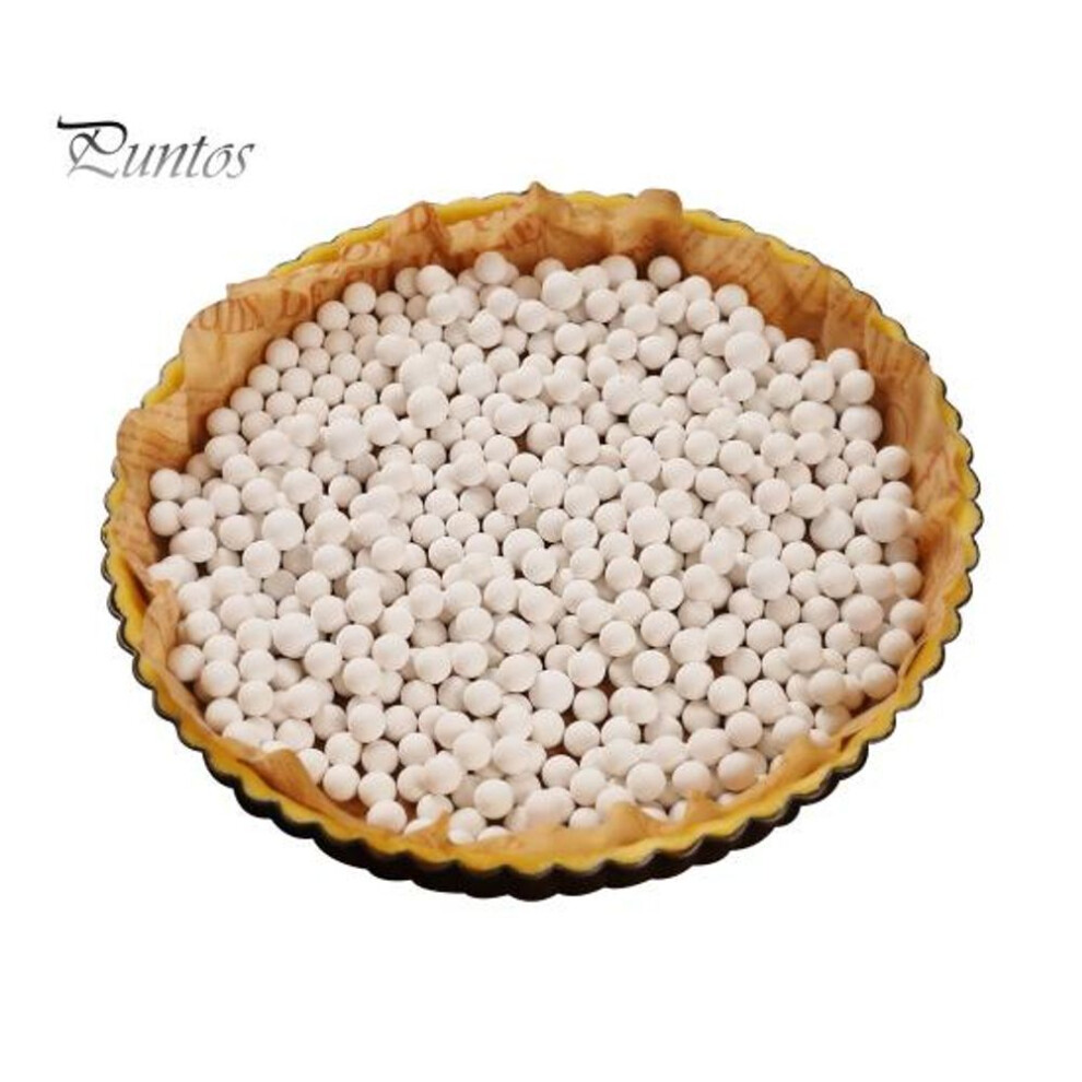 (as the picture, 1000g) Ceramic Pie Weights Baking Beans 1.1/2.2Lb Reusable 10mm Natural Ceramic Stoneware with Container Heat-Resistant Baking Tool for Pies Pastries