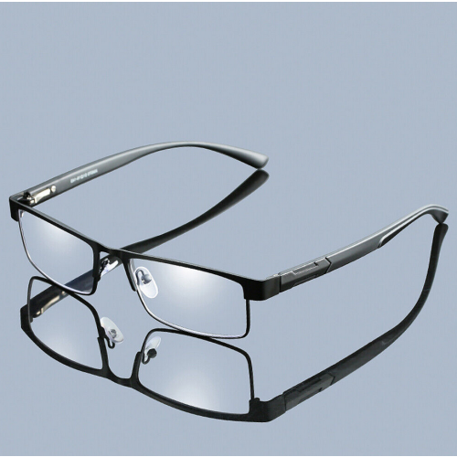 (=+4.00 strength, Black) Mens Rectangular Business Metal Reading Glasses Readers 1.0 ~ 4.0 2