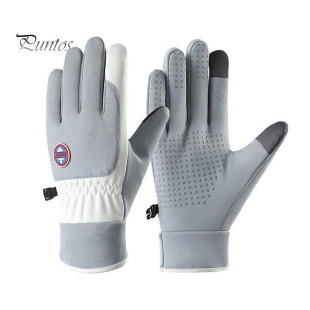 (grey) Winter Gloves Windproof Thermal Snow Gloves Cold Weather Velvet Warm Gloves For Skiing Cycling Running Fishing Outdoor Sports
