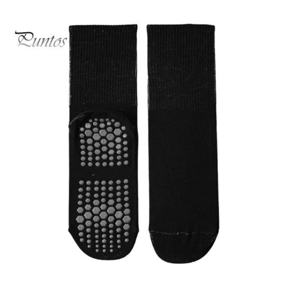 (black) 1 Pair Yoga Socks with Non-slip Silicone Gripper Breathable Moisture-Wicking Professional Women Ballet Dance Fitness Pilates Sports Mid-calf Socks